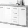 Komoda Stone 152 cm, betón/biela%