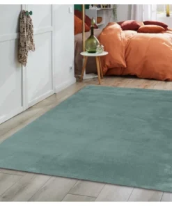 Koberec Laza 60x110 cm, zelený, imitácia králičej kožušiny%
