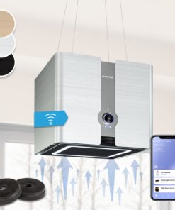 Klarstein Futurelight Smart, digestor, 42 cm, ostrovčekový, 420 m³/h, LED, nehrdzavejúca oceľ, čierny
