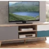 TV skrinka Cuba, dub/biela/šedá/petrolejová%