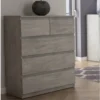 Komoda s 5 zásuvkami Carlos, šedý betón, 75 cm%