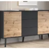 Široká komoda so zásuvkami Willow, čierna/dub artisan%