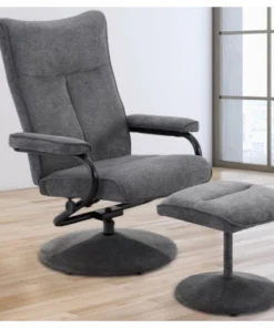 Relaxačné kreslo s taburetom Alfa, dymovo šedá látka%