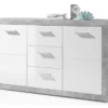Komoda Stone 147 cm, betón/biela%