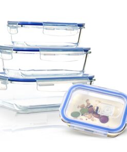 Klarstein Súprava 4 ks obdĺžnikových sklenených boxov s viečkom 1520 ml, 1040 ml, 640 ml, 370 ml