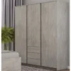 Šatníková skriňa Carlos, šedý beton, 152 cm%
