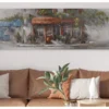 Ručne maľovaný obraz Domček 150x50 cm, výrazná štruktúra%