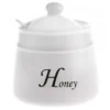 Dóza na med s lyžičkou Honey, biela keramika%