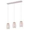 Závesné stropné osvetlenie Bidar 71 cm, biely kov/drevo, 3 svietidlá%