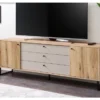 Široká TV skrinka Cube, dub evoke / pieskovo šedá%
