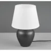 Stolová lampa Abby, antický nikel/biela látka%